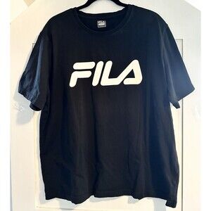 Fila Men’s XXL Black Graphic Print Crew Neck Short Sleeve T Shirt Tee Shirt